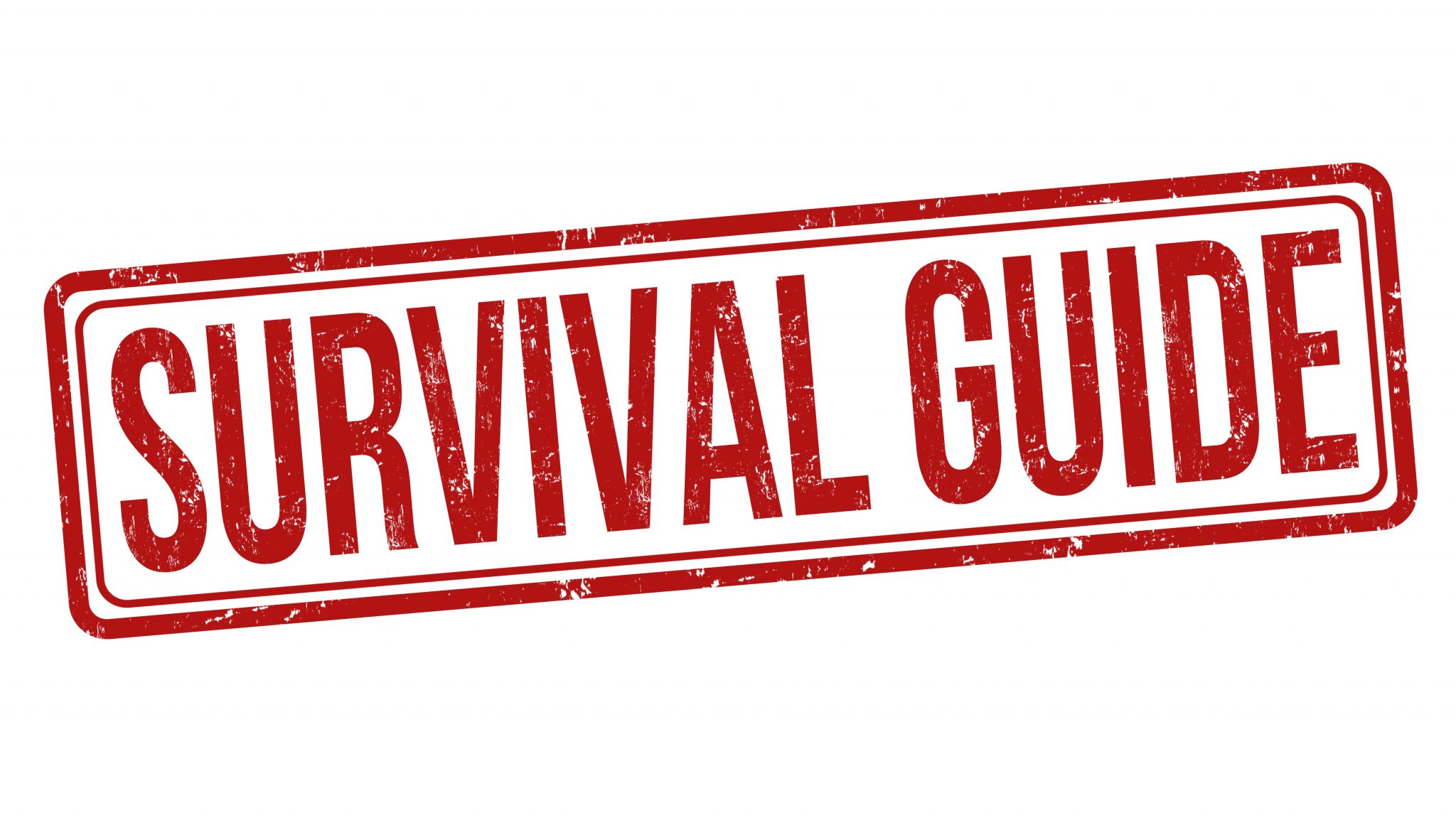 Illustration of a red survival guide sign against a white background - LandmanLife